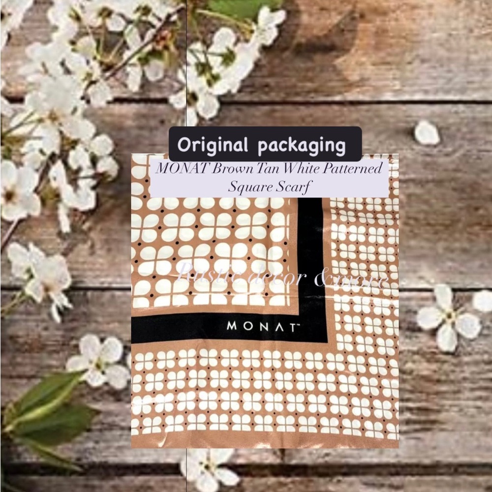 MONAT Brown Tan White Patterned
Square Scarf